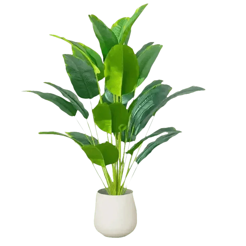Artificial Bird of Paradise Plant in White Pot Large Tropical Artificial Bird of Paradise Tropical Artificial Plastic Palm Plant - GiFTiFY