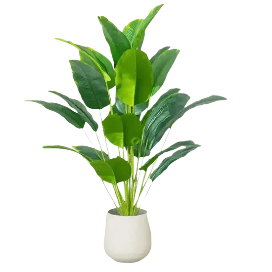 Artificial Bird of Paradise Plant in White Pot Large Tropical Artificial Bird of Paradise Tropical Artificial Plastic Palm Plant - GiFTiFY
