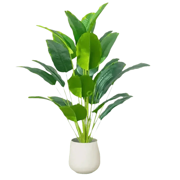 Artificial Bird of Paradise Plant in White Pot Large Tropical Artificial Bird of Paradise Tropical Artificial Plastic Palm Plant - GiFTiFY