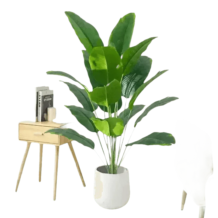 Artificial Bird of Paradise Plant in White Pot Large Tropical Artificial Bird of Paradise Tropical Artificial Plastic Palm Plant - GiFTiFY