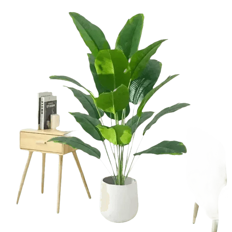 Artificial Bird of Paradise Plant in White Pot Large Tropical Artificial Bird of Paradise Tropical Artificial Plastic Palm Plant Artificial Flowers by Kmitang Official Store