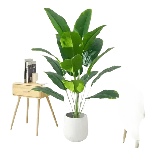 Artificial Bird of Paradise Plant in White Pot Large Tropical Artificial Bird of Paradise Tropical Artificial Plastic Palm Plant - GiFiFY