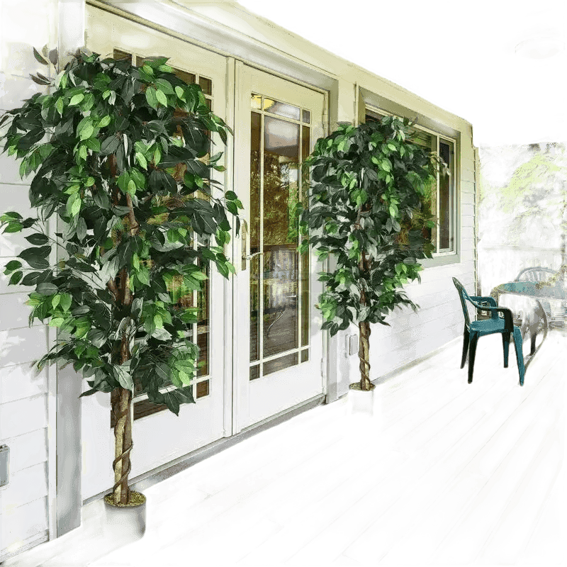 Artificial Ficus Silk Tree in Black Pot fake trees by House Nice Store