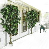 Artificial Ficus Silk Tree in Black Pot - GiFTiFY