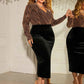 Honey Plus Size Surplice Neck Long Sleeve Slit Dress - GiFTiFY
