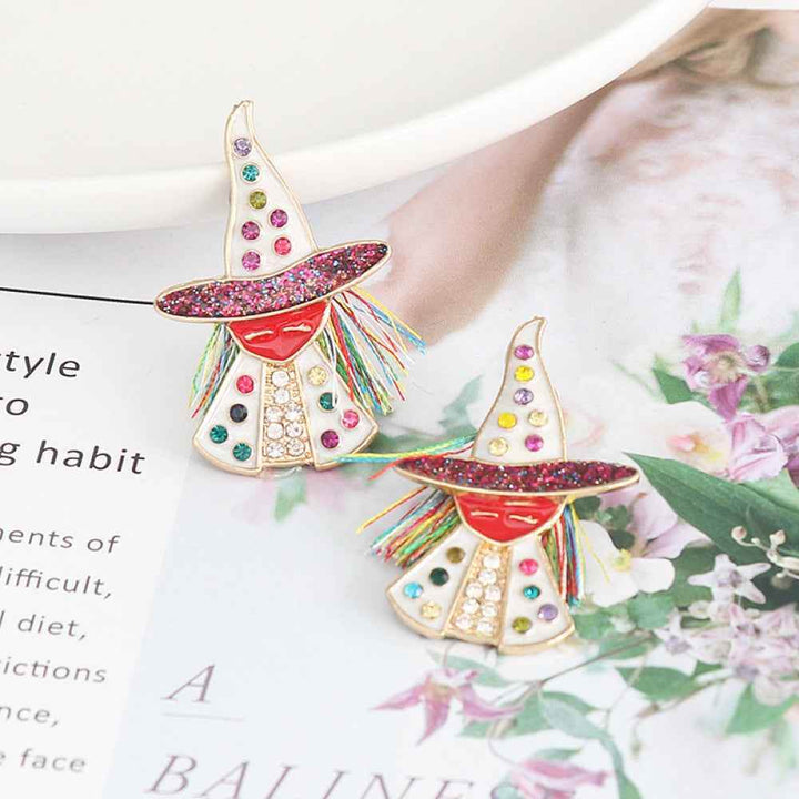 Witch Rhinestone Alloy Earrings - GiFTiFY