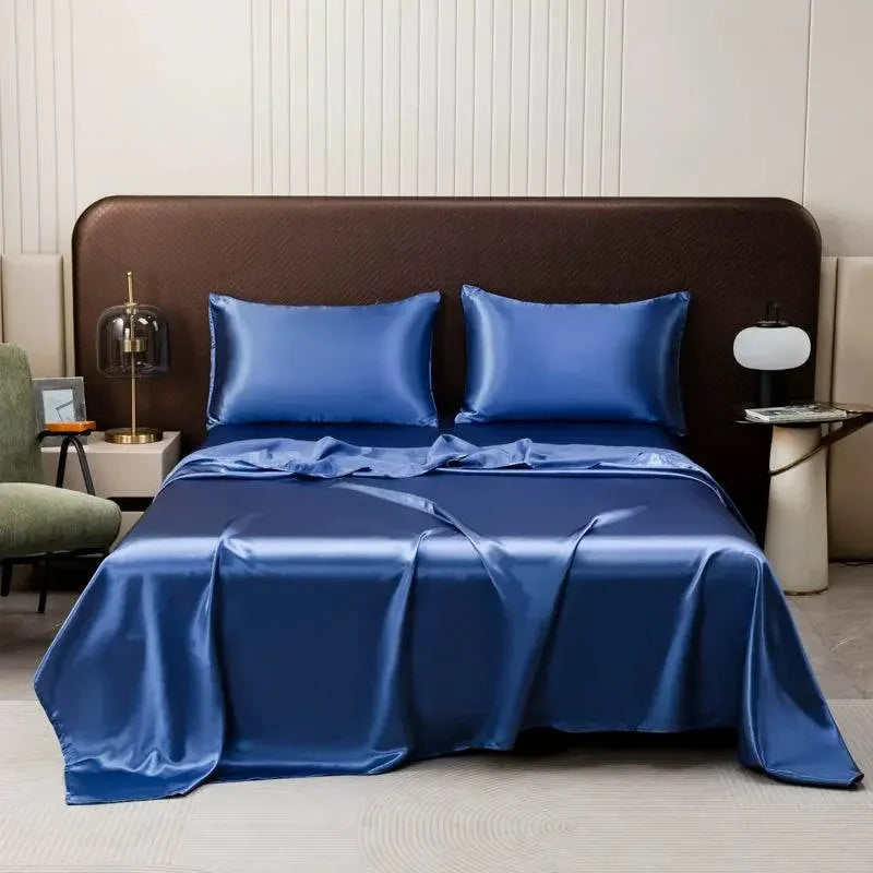 Purple Satin Flat Bed Sheet Set Bed Sheets by Dropshee