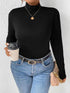 Plus Size Long Sleeve Fitted Turtleneck T-Shirt - GiFTiFY