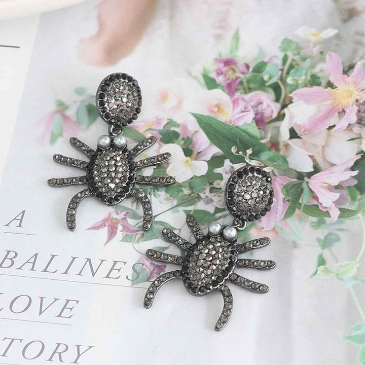 Spider Rhinestone Alloy Earrings - GiFTiFY