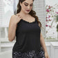 Plus Size Lace Trim Scoop Neck Cami and Printed Shorts Pajama Set - GiFTiFY
