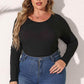 Plus Size Round Neck Long Sleeve Bodysuit - GiFTiFY