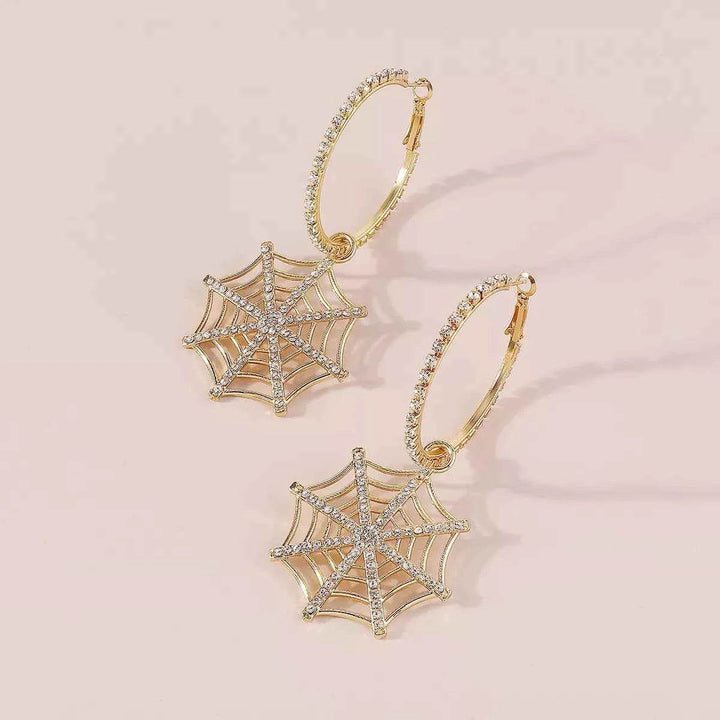 Halloween Spider Web Dangle Hoop Earrings - GiFTiFY
