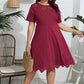 Plus Size Round Neck Openwork Dress - GiFTiFY