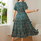 Honey Plus Size Floral Round Neck Short Sleeve Midi Dress - GiFTiFY