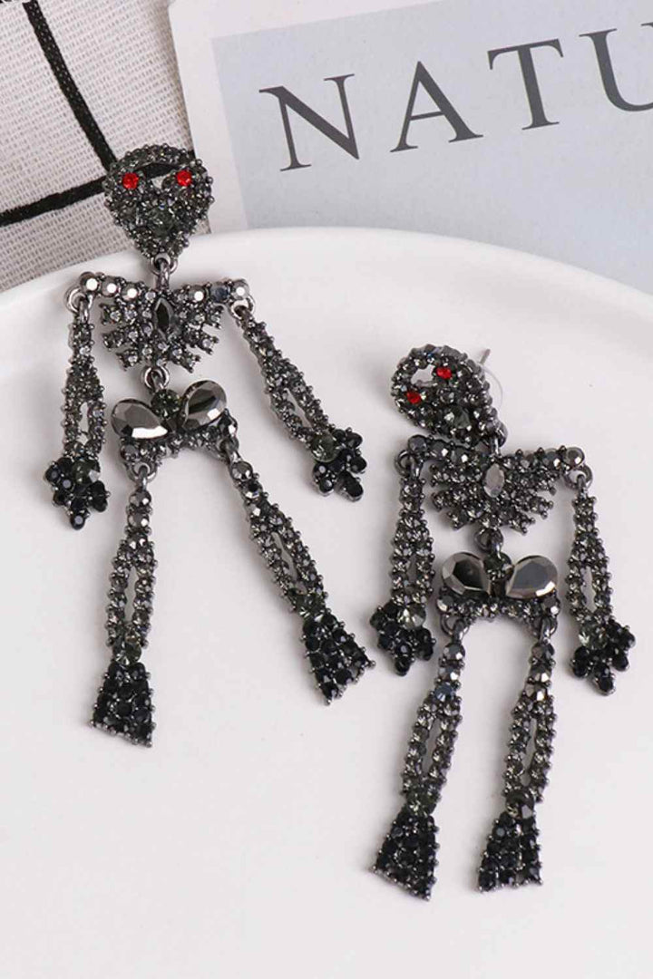 Skeleton Shape Glass Stone Dangle Earrings - GiFTiFY