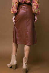 CHOOSE US LEATHER MIDI SKIRT - GiFTiFY