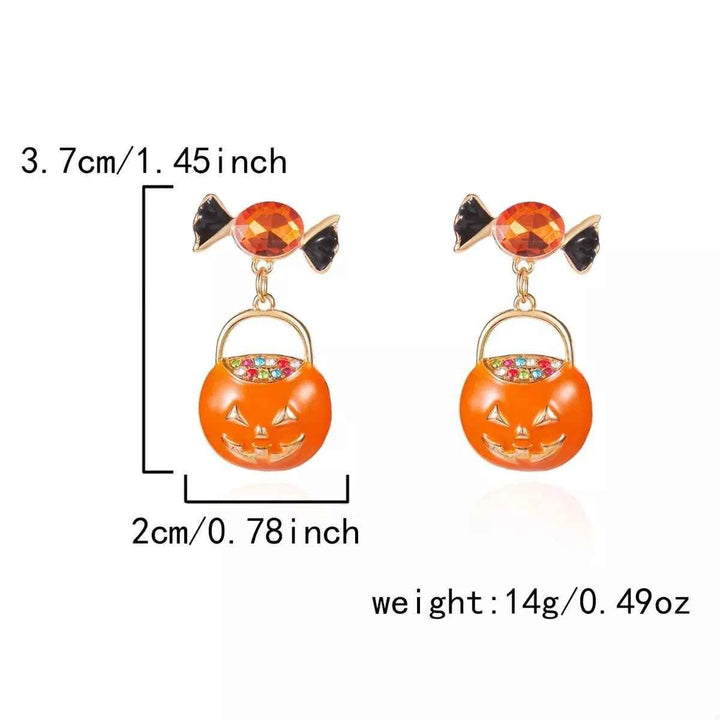 Halloween Rhinestone Pumpkin Dangle Earrings - GiFTiFY
