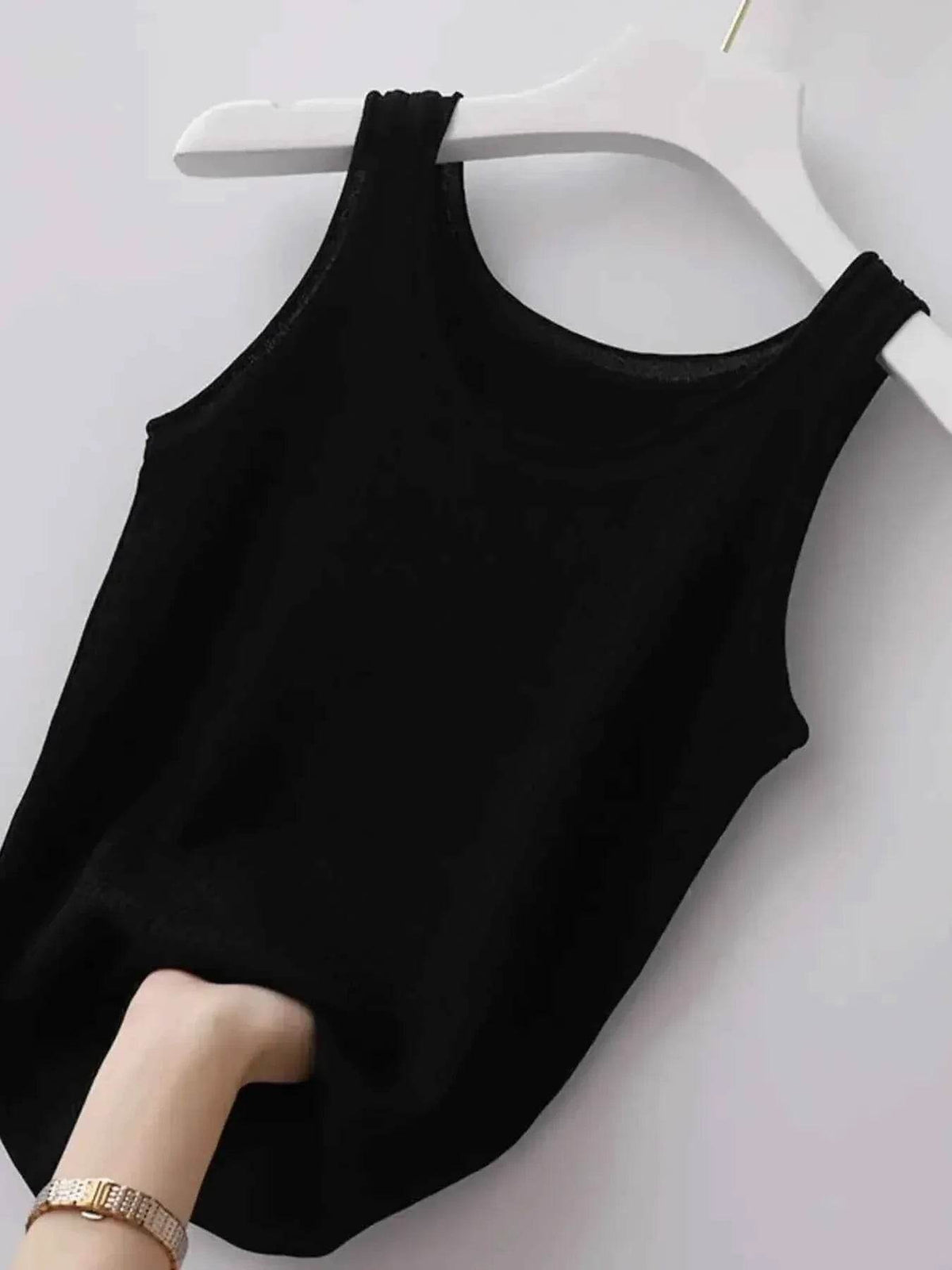 Plus Size Ribbed Knit Scoop Neck Tank Top women Attire by Trendsi