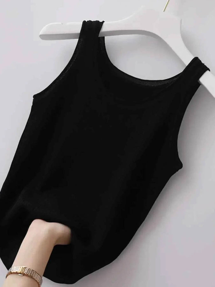 Plus Size Ribbed Knit Scoop Neck Tank Top - GiFTiFY