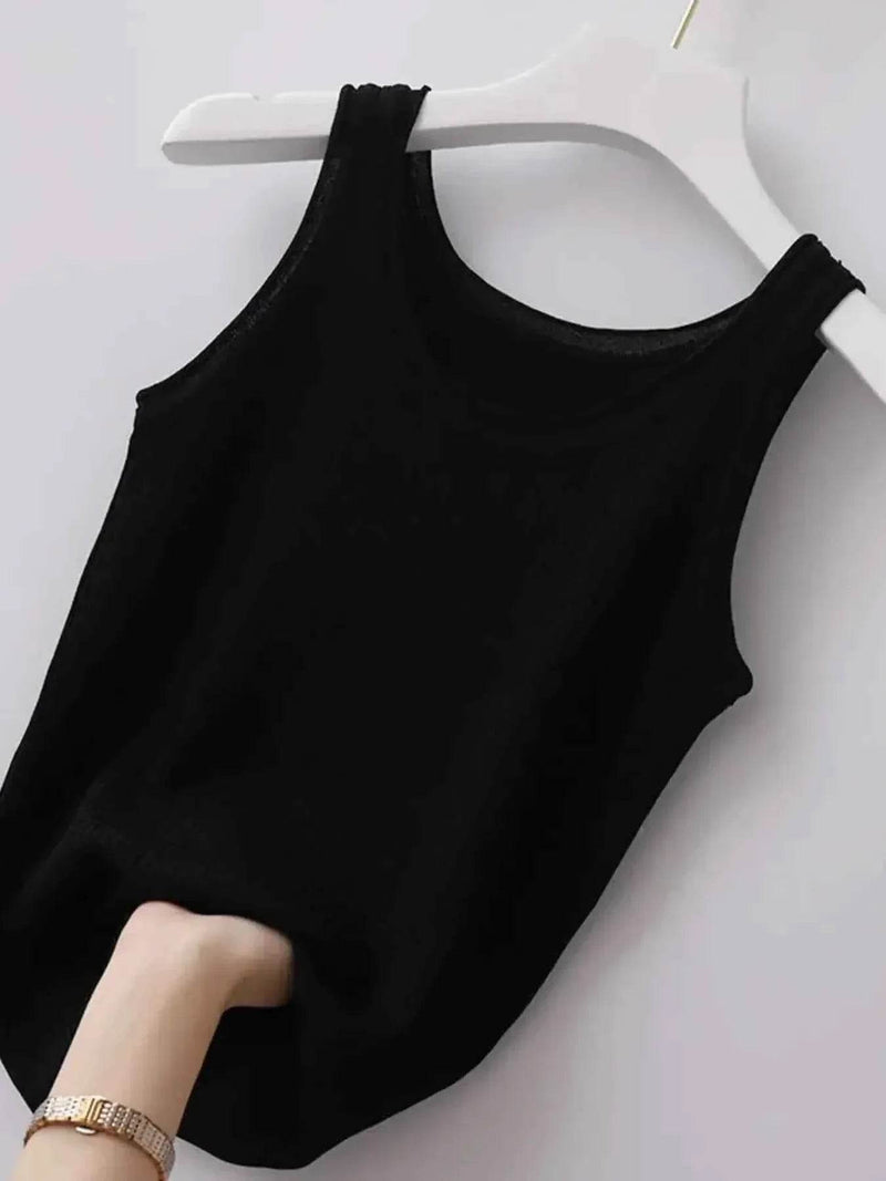 Plus Size Ribbed Knit Scoop Neck Tank Top women Attire by Trendsi