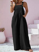 Plus Size Square Neck Wide Leg Overalls - GiFTiFY