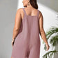 Plus Size Knotted Strap Romper with Pockets - GiFTiFY