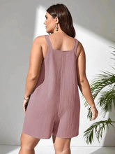 Plus Size Knotted Strap Romper with Pockets - GiFTiFY