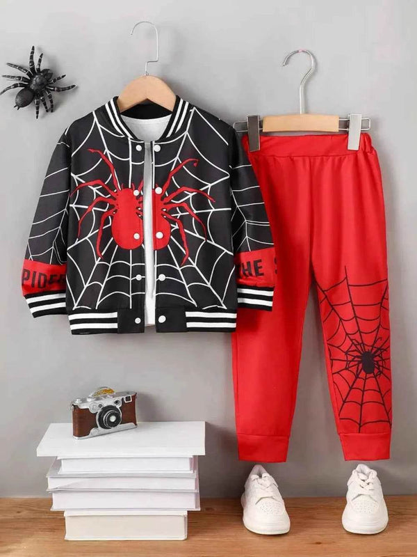 Spider Baseball Collar Top and Pants Set - GiFTiFY