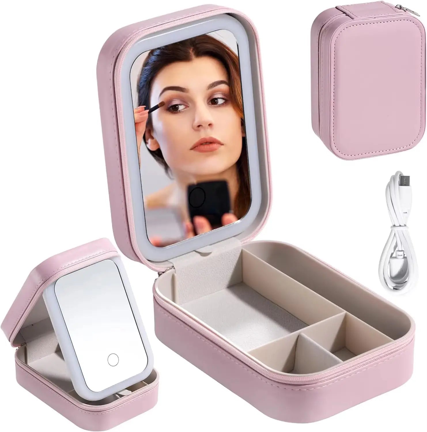 Portable LED Mirror Travel Makeup Box