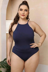 Plus Size Halter Neck Spaghetti Strap Bodysuit - GiFTiFY