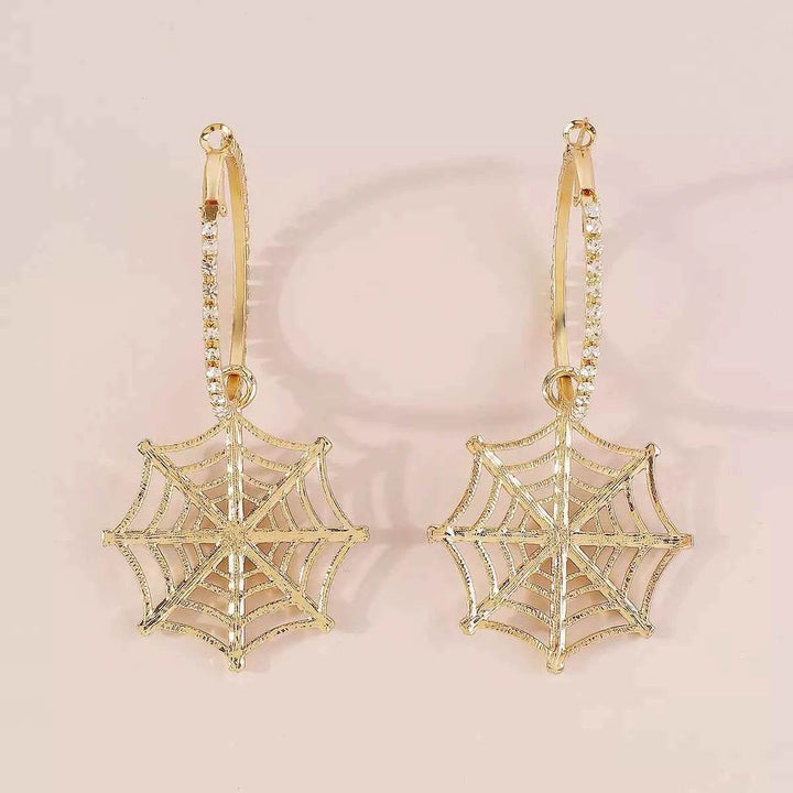 Halloween Spider Web Dangle Hoop Earrings - GiFTiFY
