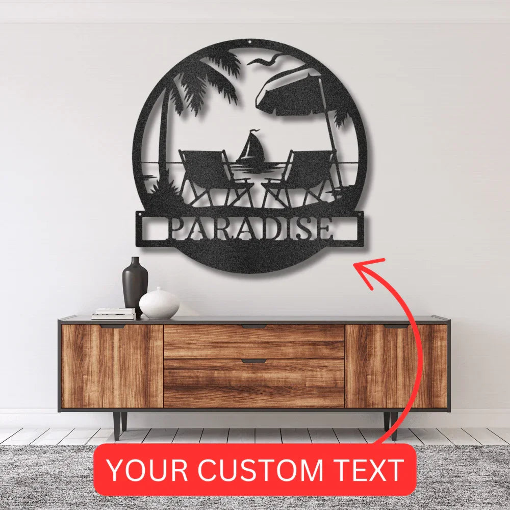 Beach Paradise Personalized Gifts - Custom Metal Sign - GiFTiFY