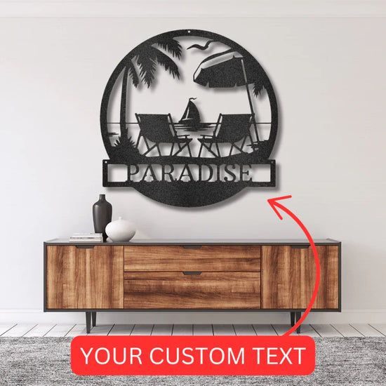 Beach Paradise Personalized Gifts - Custom Metal Sign - GiFTiFY