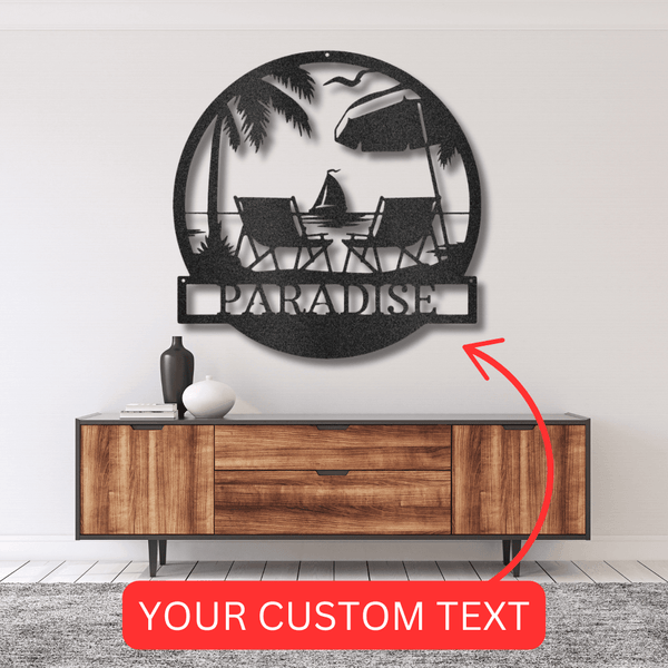 Beach Paradise Personalized Gifts - Custom Metal Sign - GiFTiFY