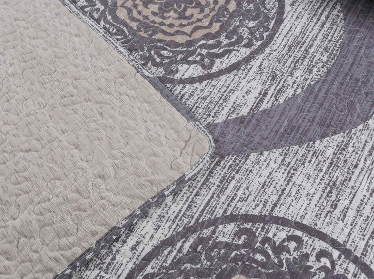 DaDa Bedding Rustic Grey Mosaic Distressed Medallion Reversible Quilted Bedspread Set (SD16299) - GiFTiFY