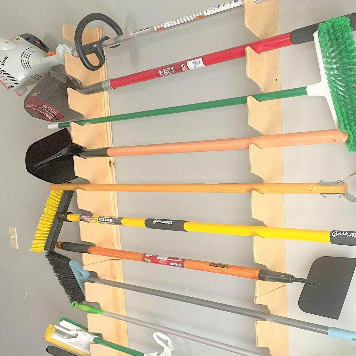 Garage Yard Tool Rack, Yard Tool Storage Rack Organizer for Garages and Rooms by HangThis Up My Shed Organizing System