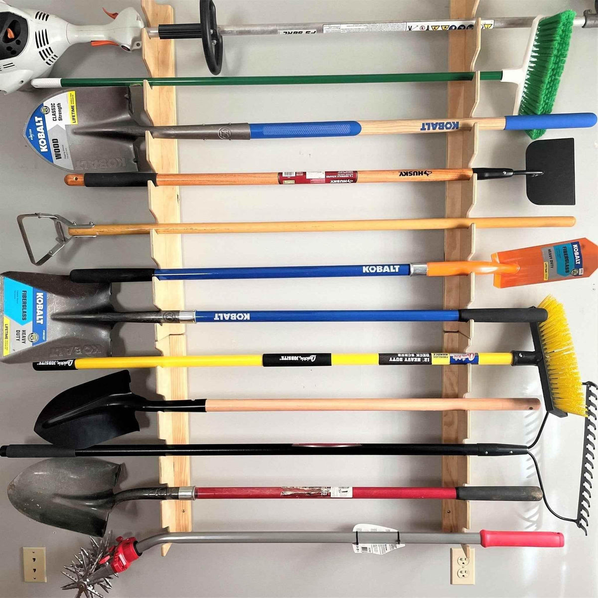 Garage Yard Tool Rack, Yard Tool Storage Rack Organizer for Garages and Rooms by HangThis Up My Shed Organizing System
