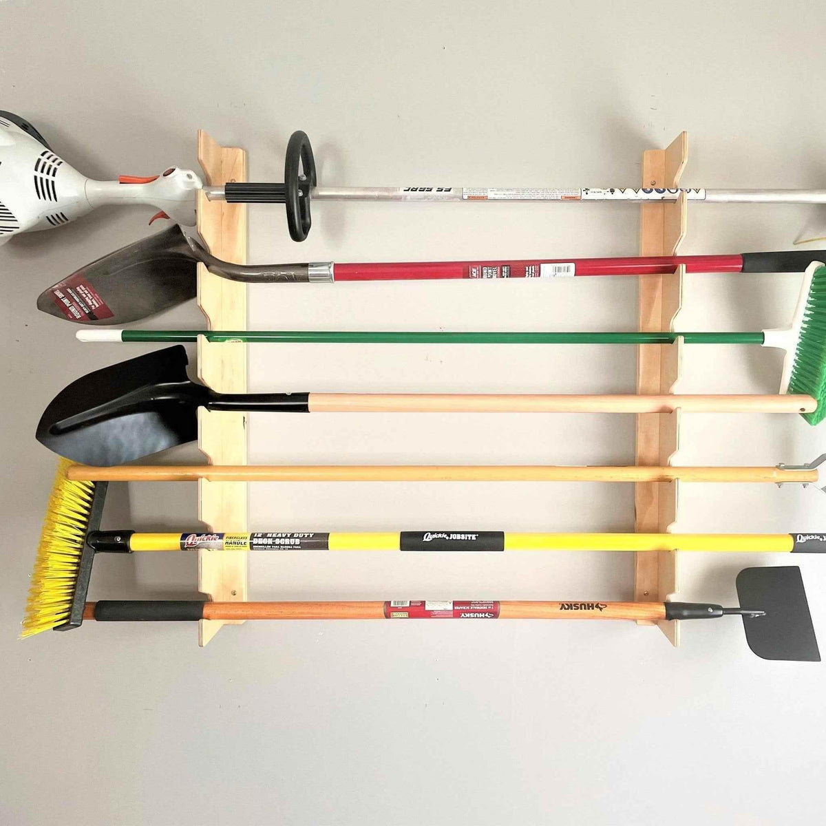 Garage Yard Tool Rack, Yard Tool Storage Rack Organizer for Garages and Rooms by HangThis Up My Shed Organizing System
