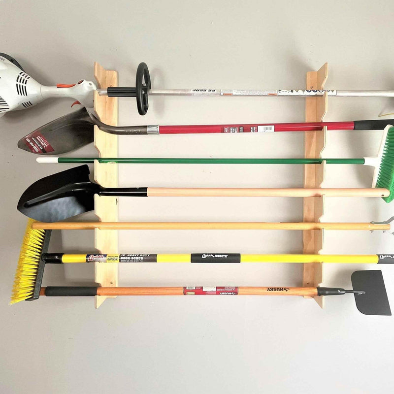 Garage Yard Tool Rack, Yard Tool Storage Rack Organizer for Garages and Rooms by HangThis Up My Shed Organizing System