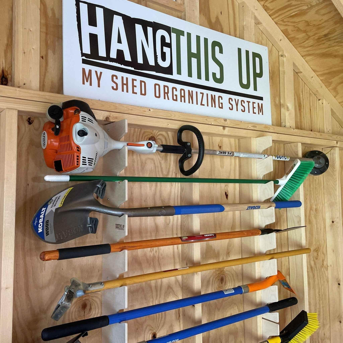 Garden Tool Organizer – Yard Tool Rack for Shed Storage Shed Organization by HangThis Up My Shed Organizing System