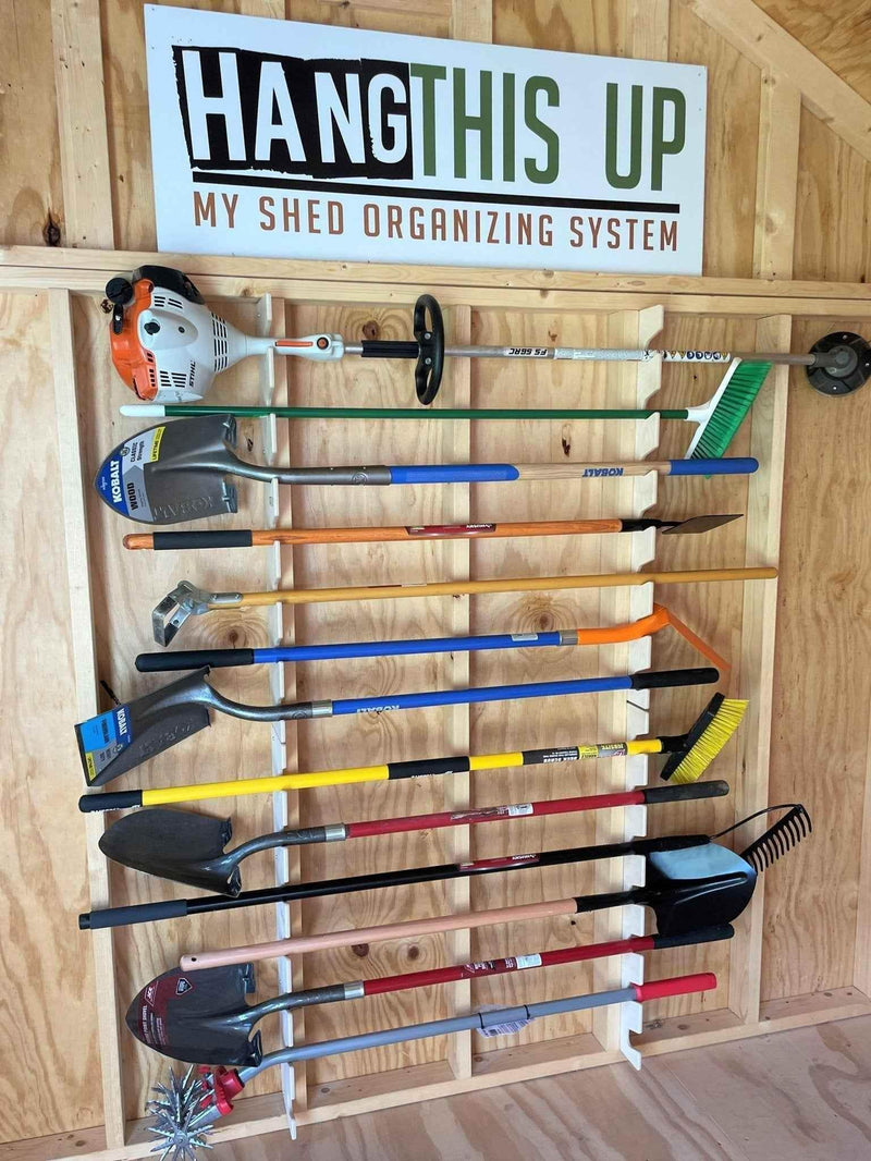 Garden Tool Organizer – Yard Tool Rack for Shed Storage Shed Organization by HangThis Up My Shed Organizing System