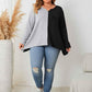 Honey Plus Size Contrast Notched Neck T-Shirt - GiFTiFY