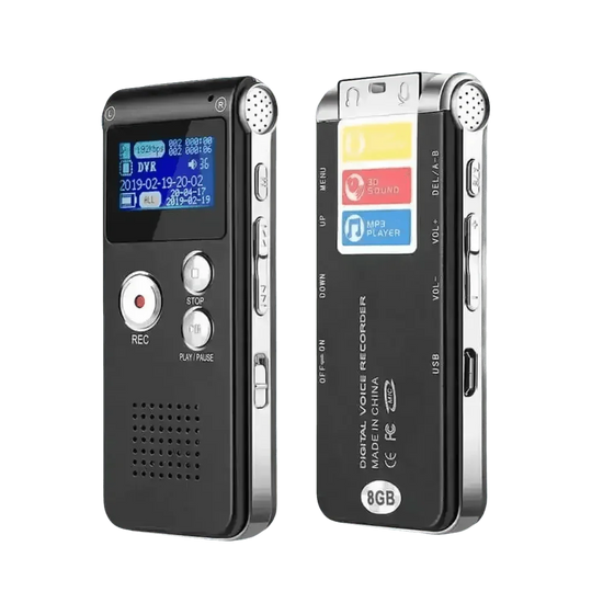 Black 8GB Voice Recorder MP3 Sound Audio Recorder - GiFTiFY