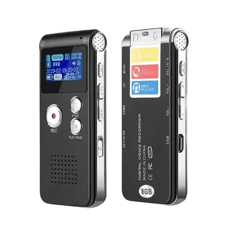 Black 8GB Voice Recorder MP3 Sound Audio Recorder - GiFTiFY