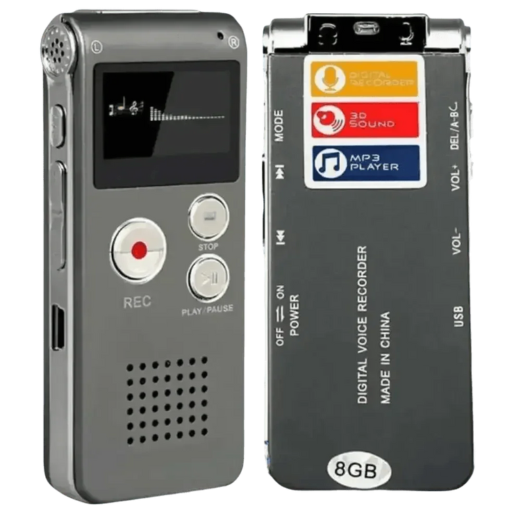 Black 8GB Voice Recorder MP3 Sound Audio Recorder - GiFTiFY
