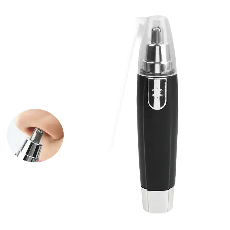 Black and silver electric nose hair trimmer.