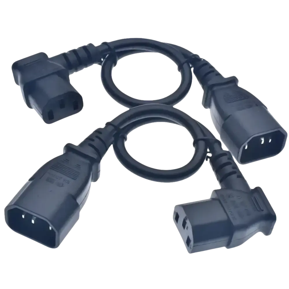 Two black IEC C13 power cords.
