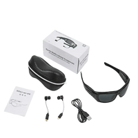 Black Camcorder Glasses Camera with Headphones. HD 1080P Mini Camcorder Glasses