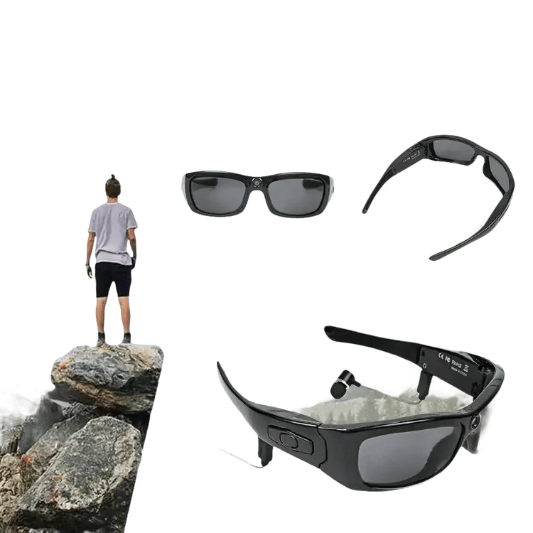 Black Camcorder Glasses Camera with Headphones. HD 1080P Mini Camcorder Glasses - GiFTiFY