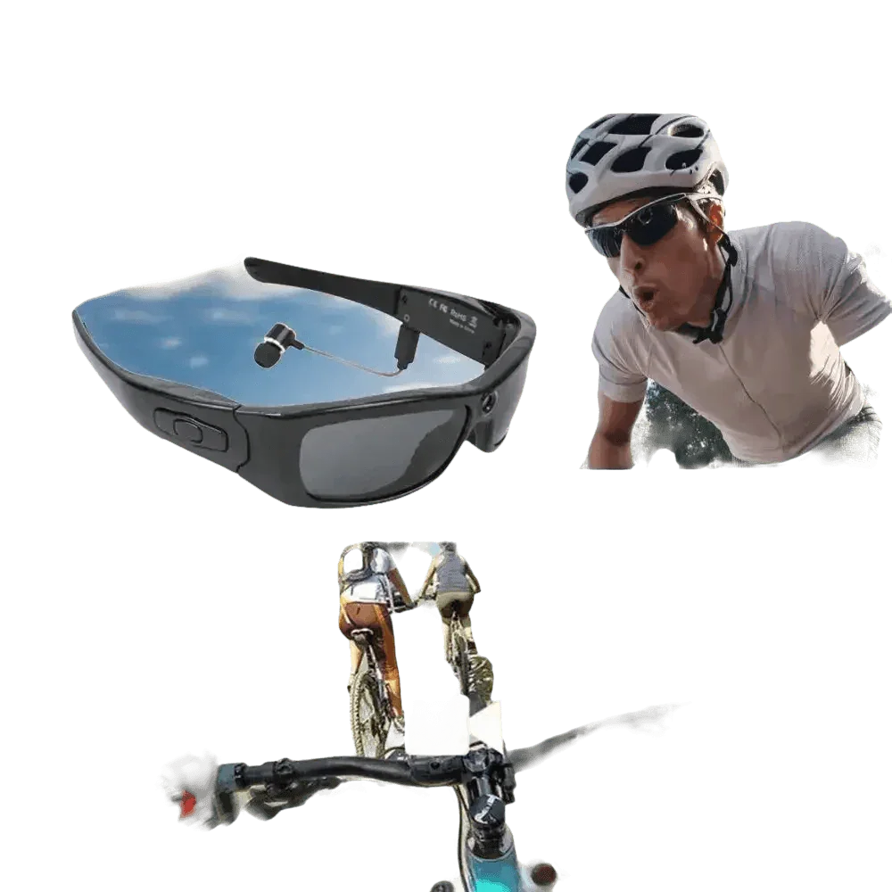 Black Camcorder Glasses Camera with Headphones. HD 1080P Mini Camcorder Glasses Sunglasses by Believe me Store
